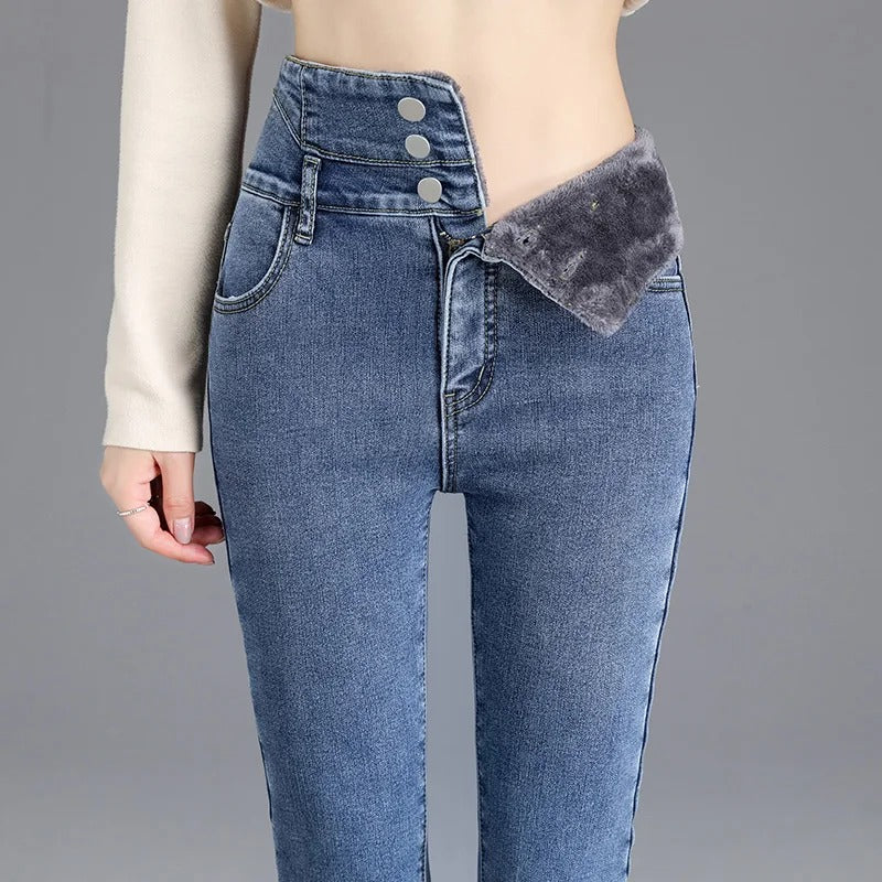 Adolf™ – Stylish high-waist jeans with fleece lining