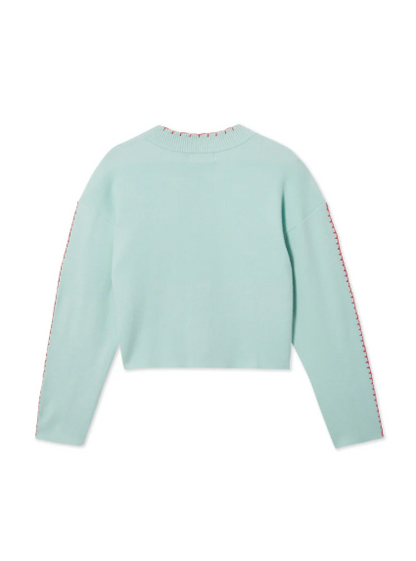 Cozy coastal cardigan with octopus motif and contrasting piping 