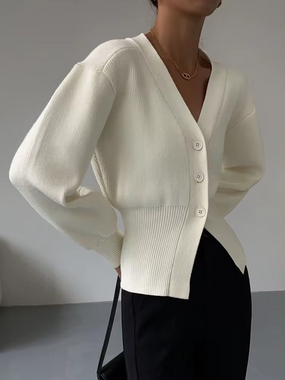 Cozy V-neck knit cardigan with buttons 