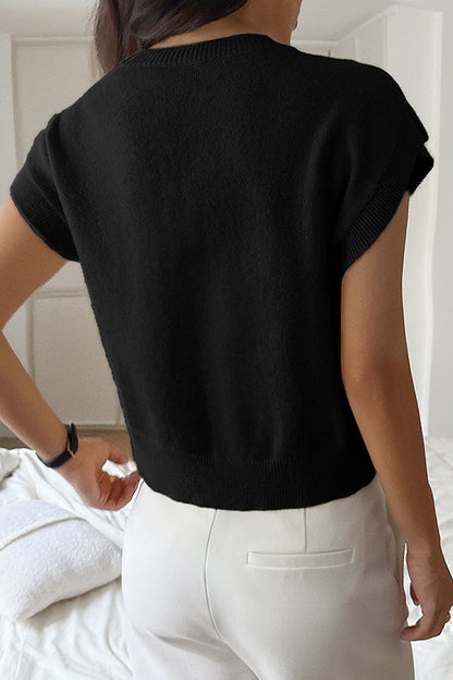 Cozy, loose-fitting knitted vest with a V-neck 