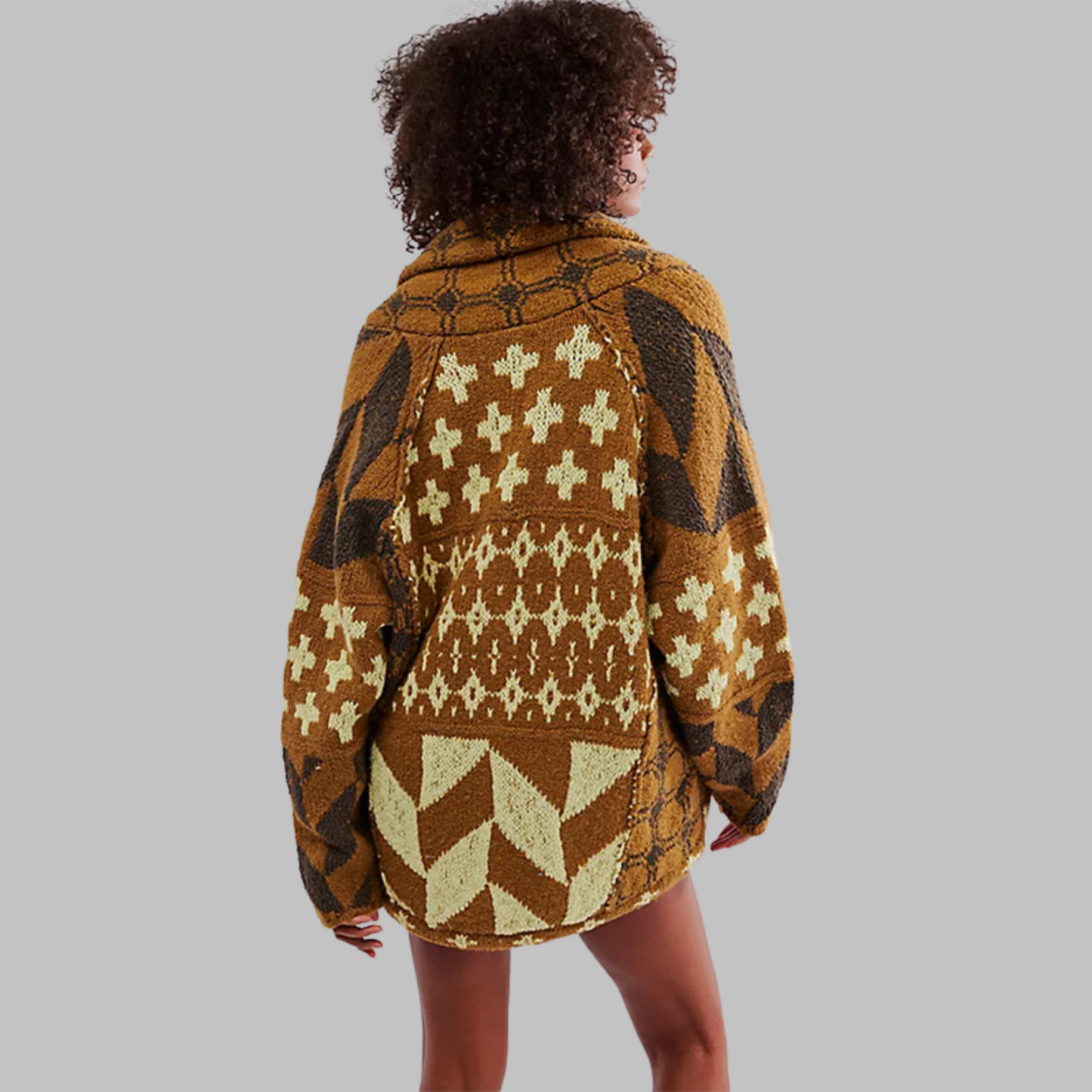 Cozy soft jacket with modern geometric patterns