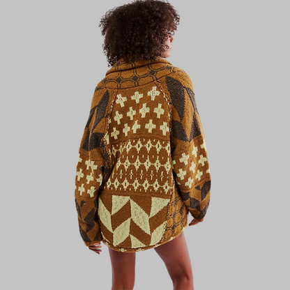 Cozy soft jacket with modern geometric patterns