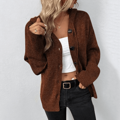 Cozy knitted cardigan with button placket for women 