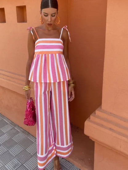 Brightly printed two-piece summer outfit 