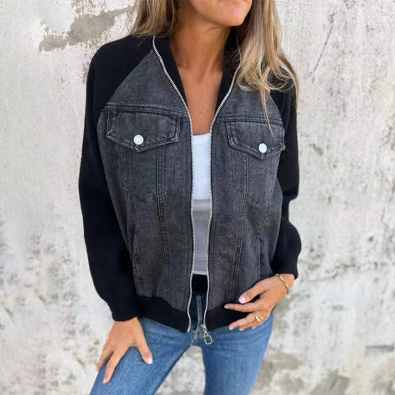 Classic casual women's denim jacket 