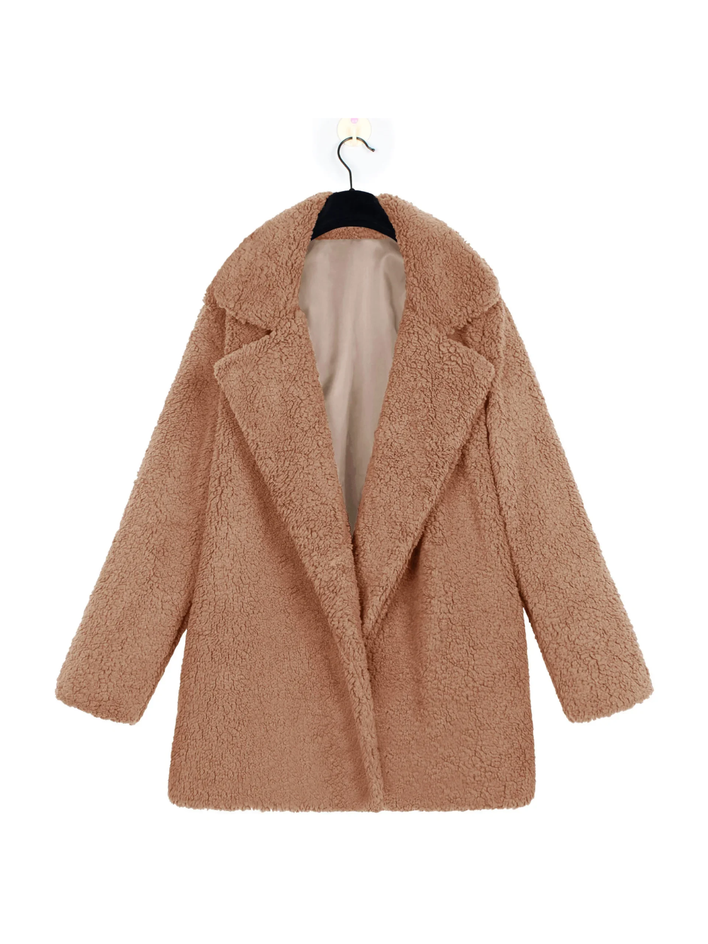 Cozy teddy plush short coat with lapel collar for women 