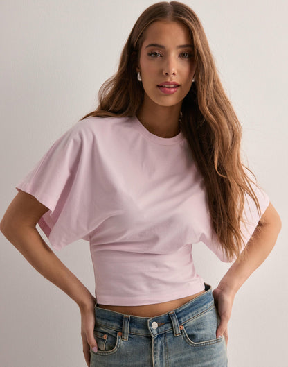 Casual cotton T-shirt with wide sleeves 