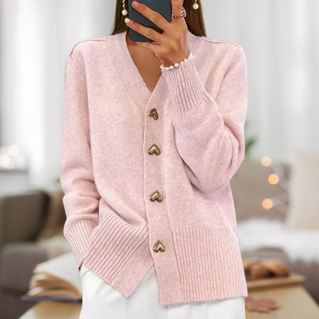 Stylish cardigan with heart button accents 