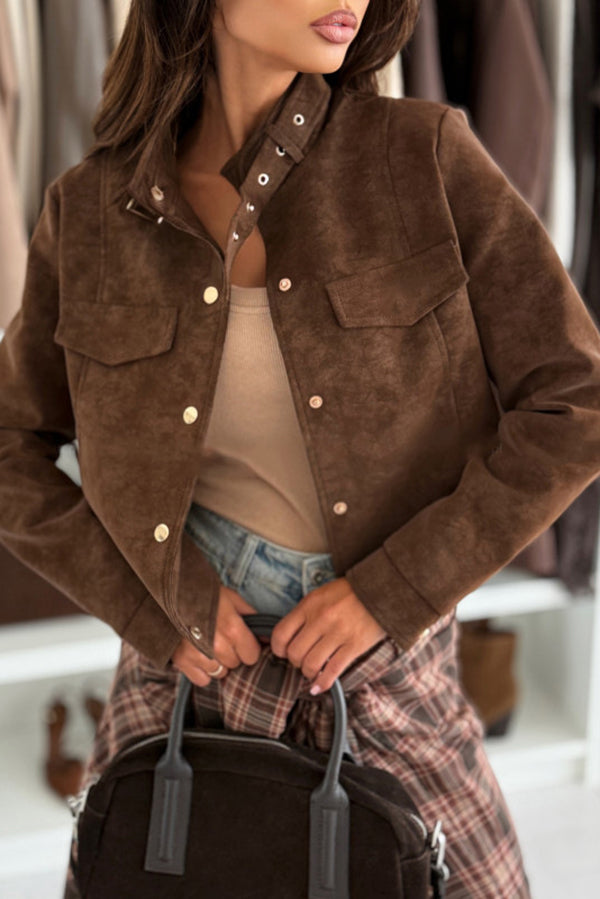 Stylish long-sleeved casual jacket with buttons 