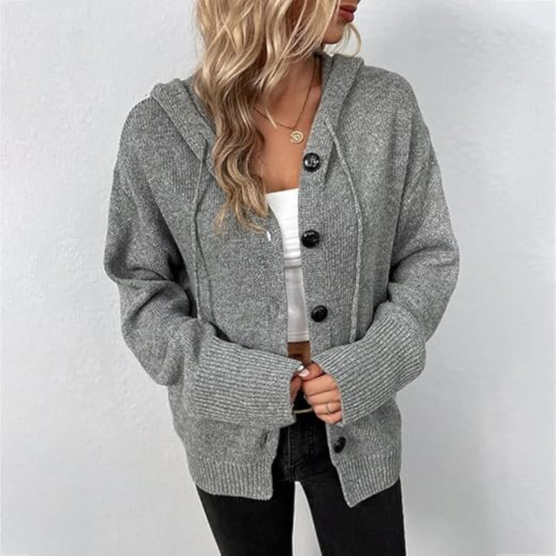 Cozy knitted cardigan with button placket for women 