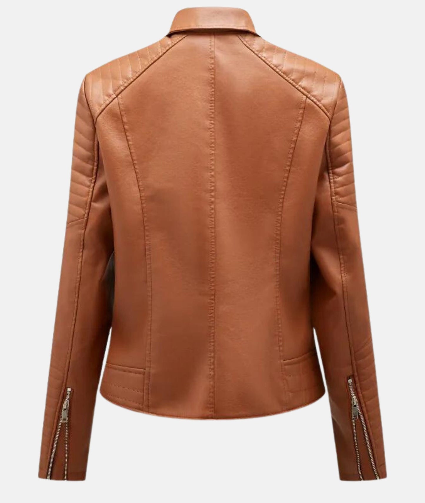Stylish women's faux leather biker jacket 
