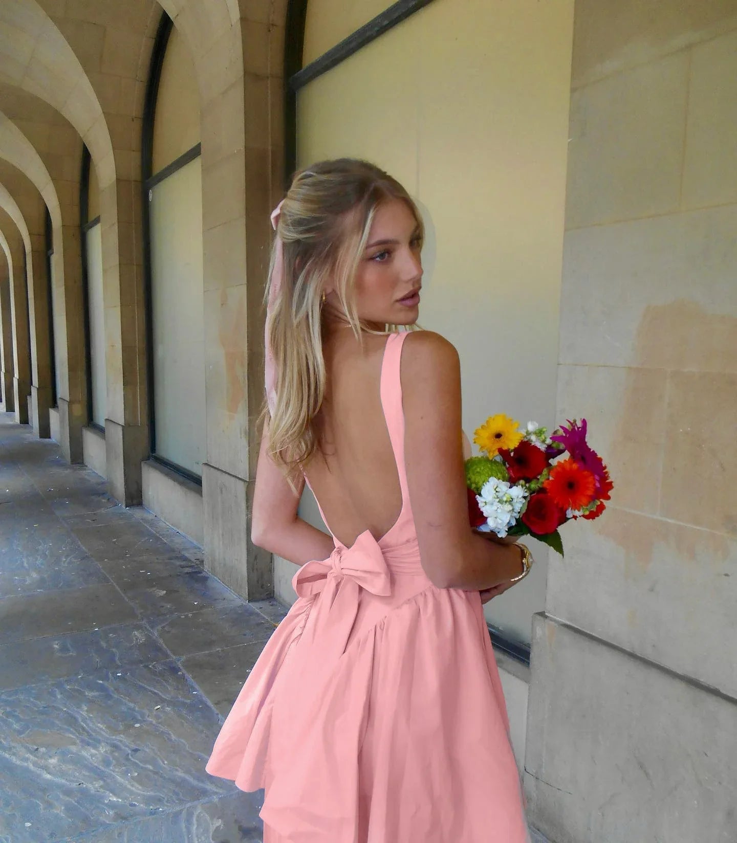 Florentine | Backless mini dress with bow