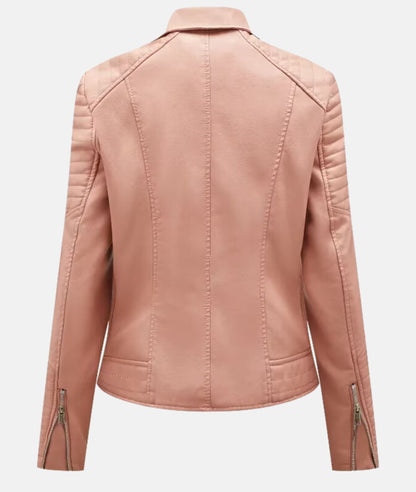 Stylish women's faux leather biker jacket 