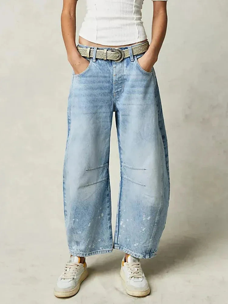 Wide-leg casual women's winter jeans 