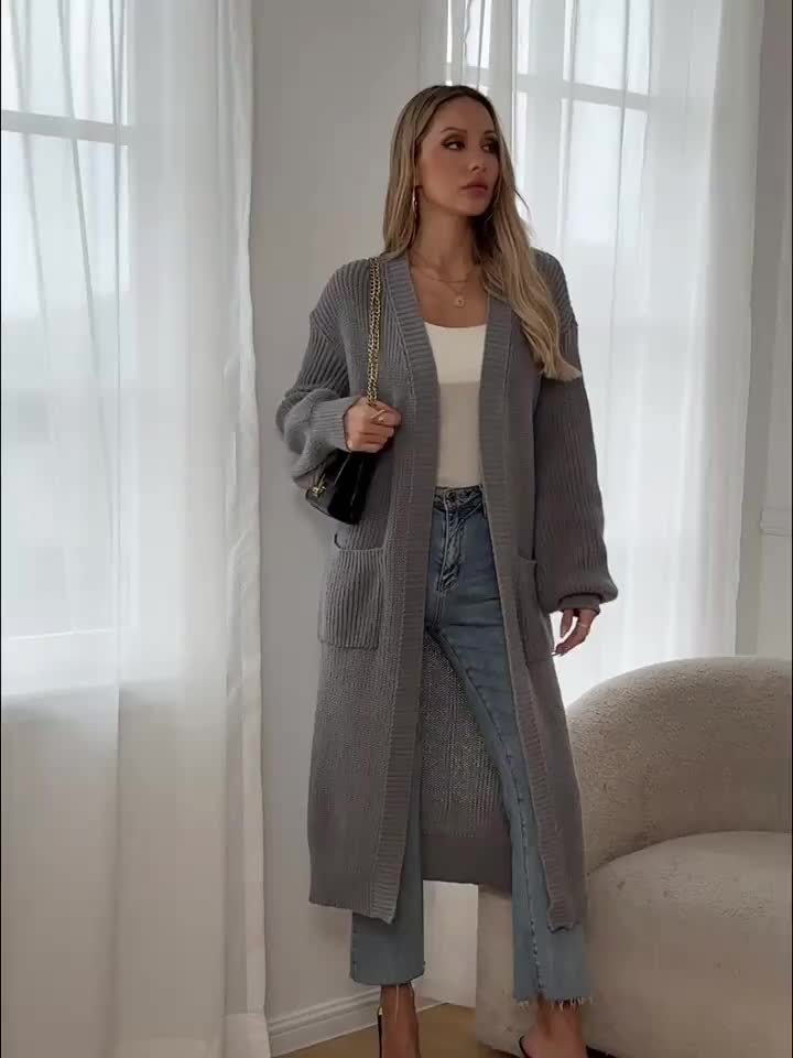 Cozy knit cardigan with belt for women 