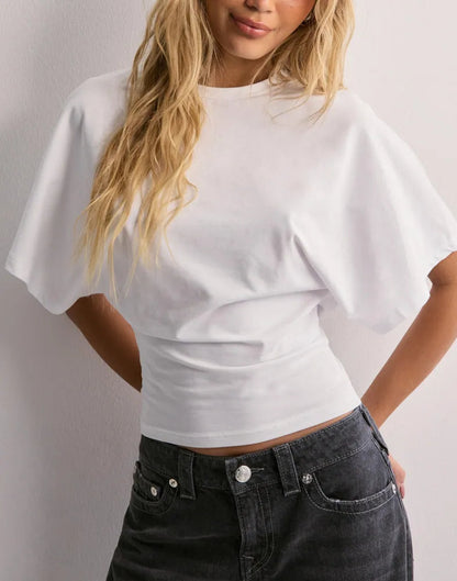 Casual cotton T-shirt with wide sleeves 