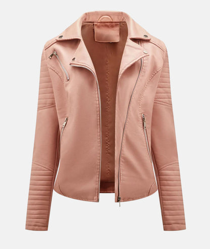 Stylish women's faux leather biker jacket 