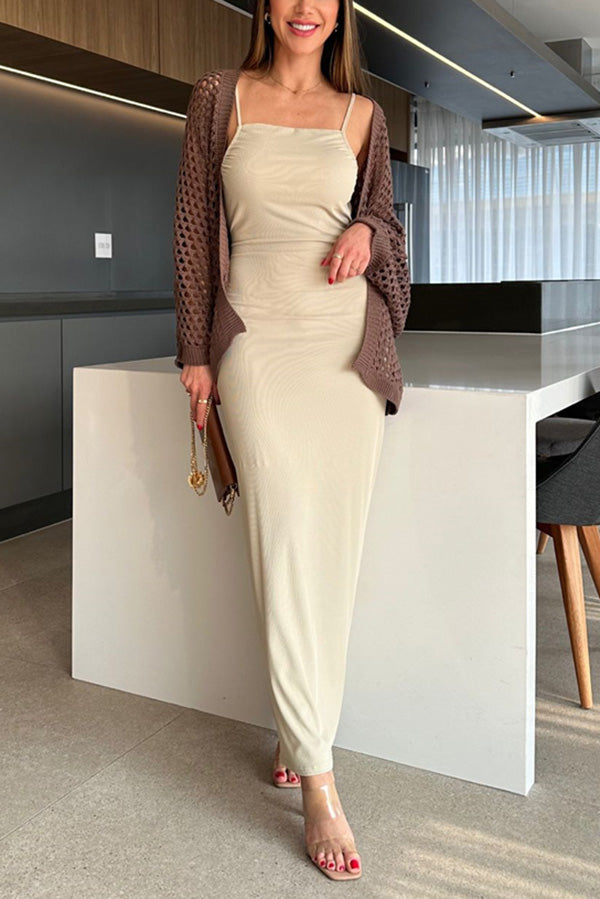 Hollow knit long sleeve beach cardigan 