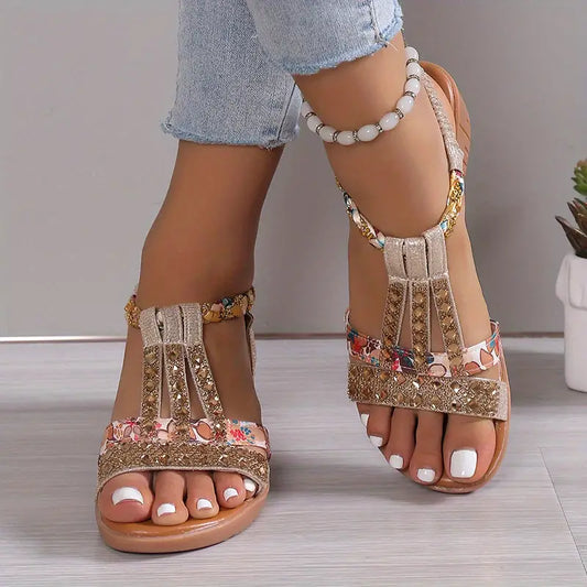 Inka™ - Boho Glam Rhinestone Braided Wedge Sandals [Last Day Sale]
