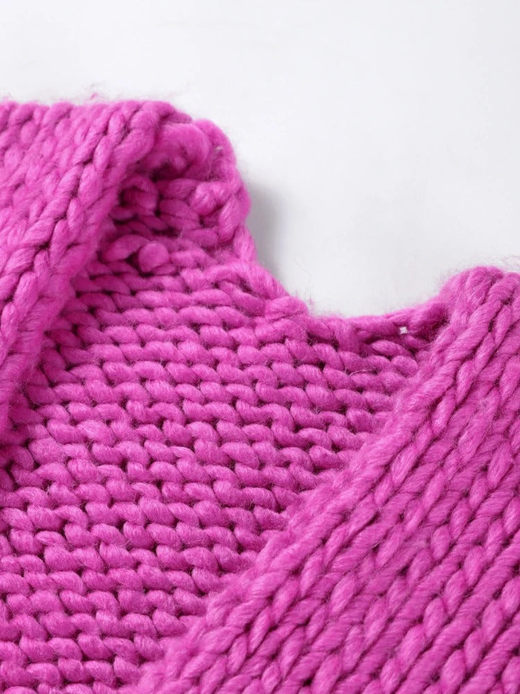 Cozy solid-color knitted cardigan, casual 