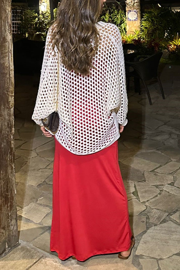 Hollow knit long sleeve beach cardigan 