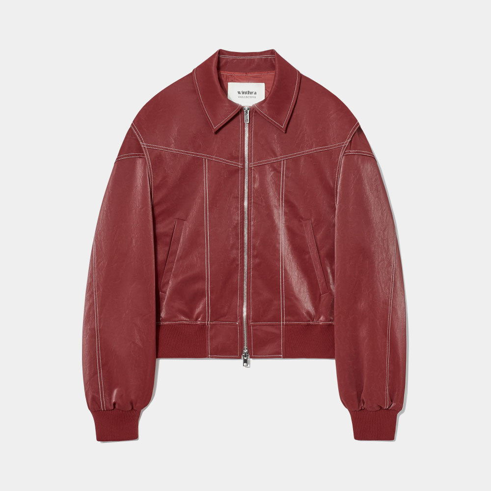 Winthra™ - Oversized Jacket with Contrast Stitching Red [Last Day Discount]
