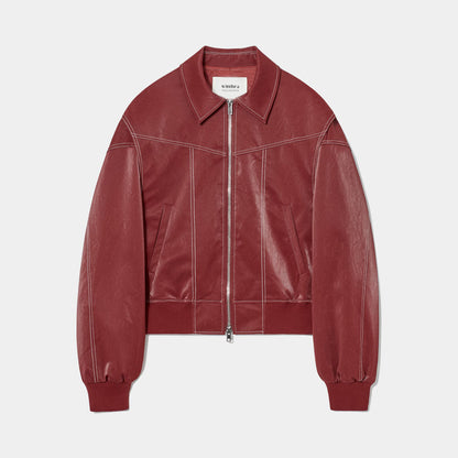 Winthra™ - Oversized Jacket with Contrast Stitching Red [Last Day Discount]