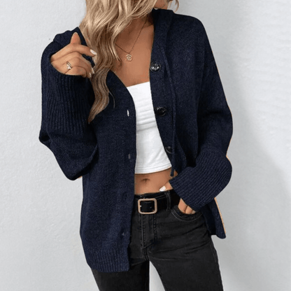 Cozy knitted cardigan with button placket for women 