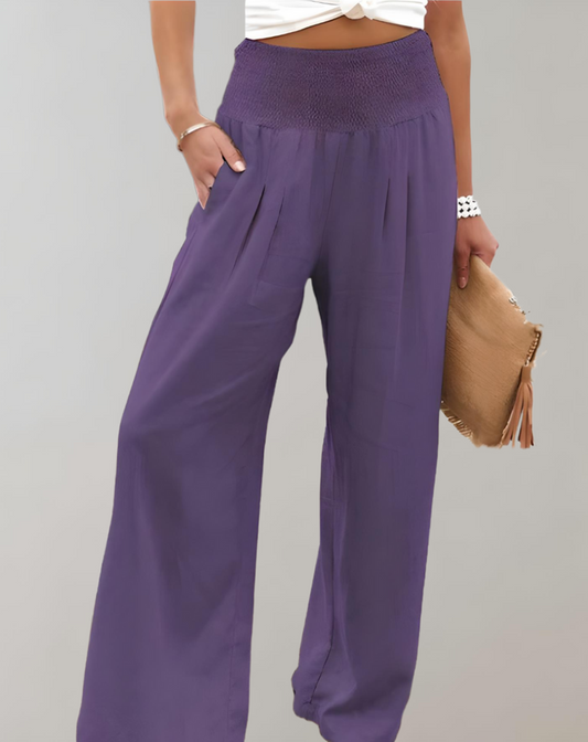 High-waisted wide flared trousers 