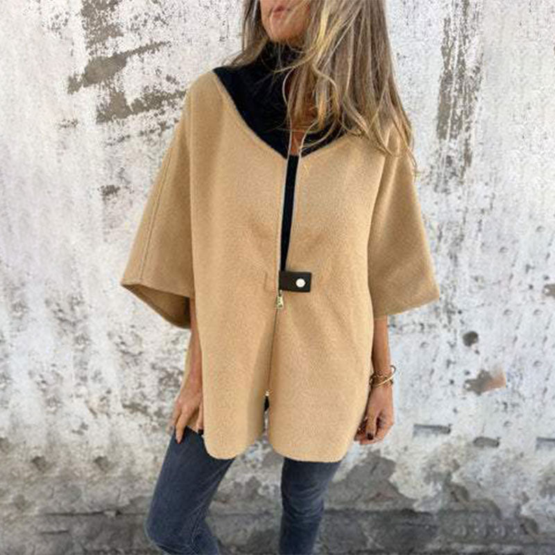 Stylish two-tone long jacket for an elegant layered look 