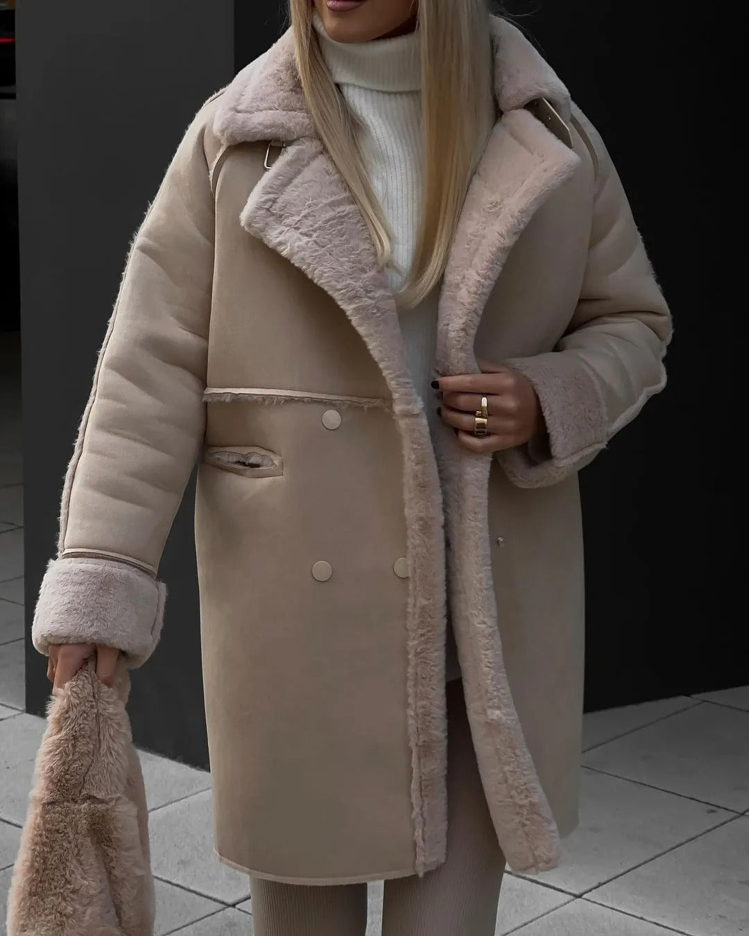 Frank™ - Cozy shearling-lined coat in plus size
