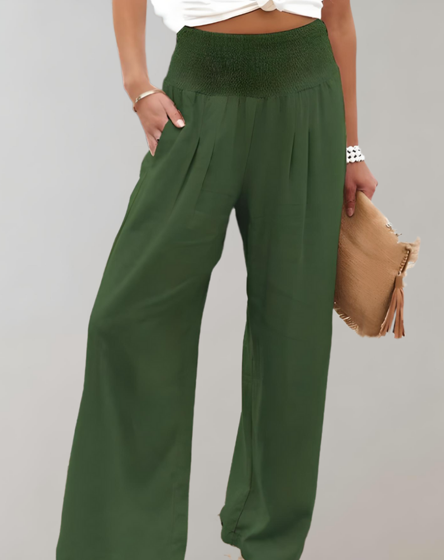 High-waisted wide flared trousers 