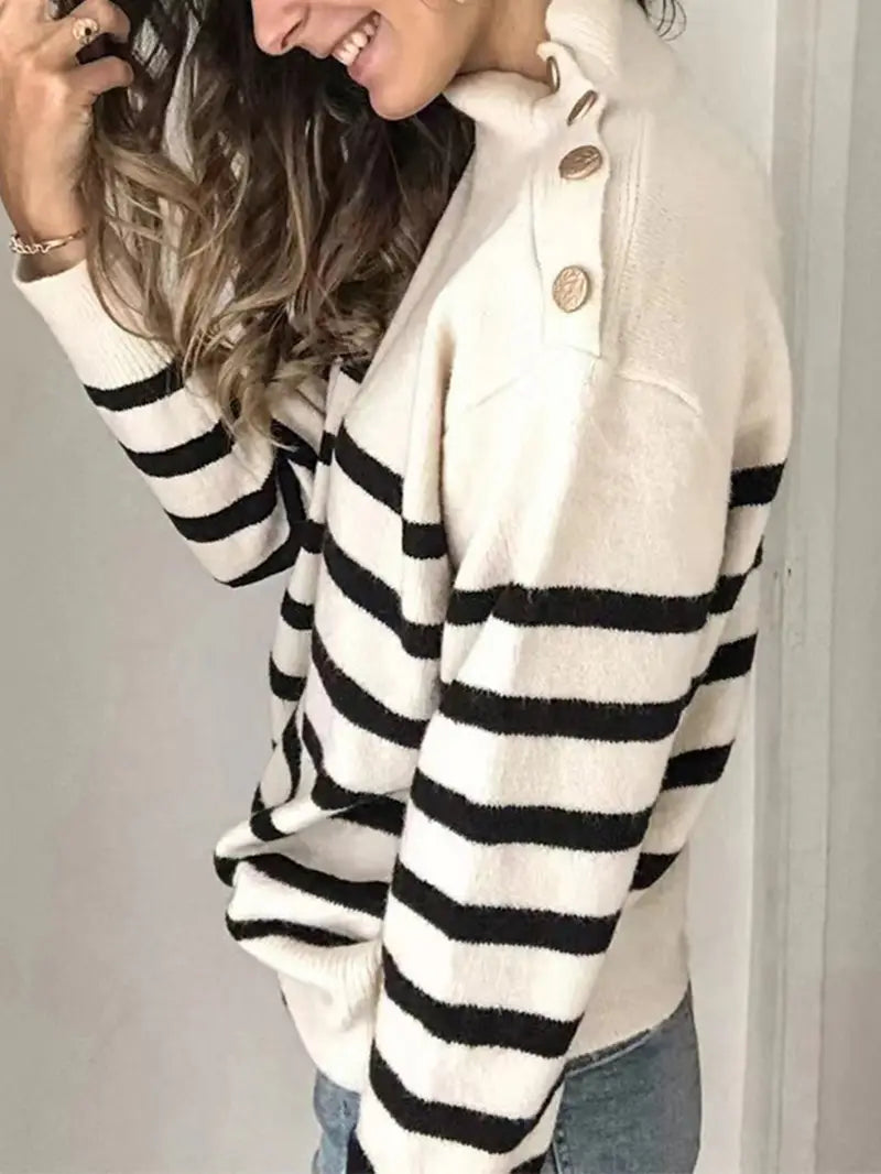 Clarice™ - Striped turtleneck sweater