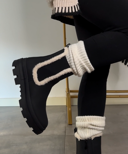 Stylish black leather ankle boots 