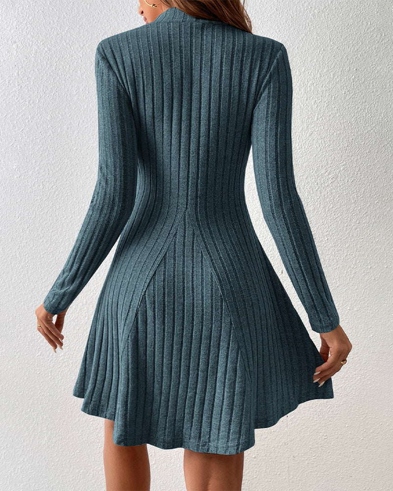 Babette™ - Ribbed winter dress with long sleeves