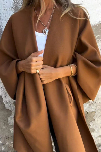 Cozy loose V-neck scarf cape jacket 