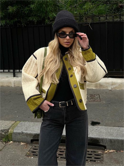 Cozy transitional jacket for women with button detail 