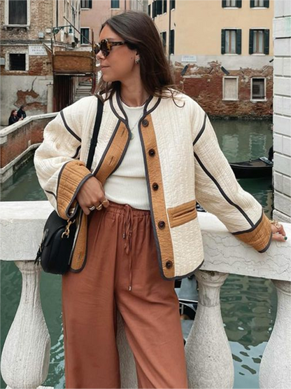 Cozy transitional jacket for women with button detail 