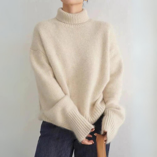 Cozy soft knit turtleneck sweater for autumn layering 
