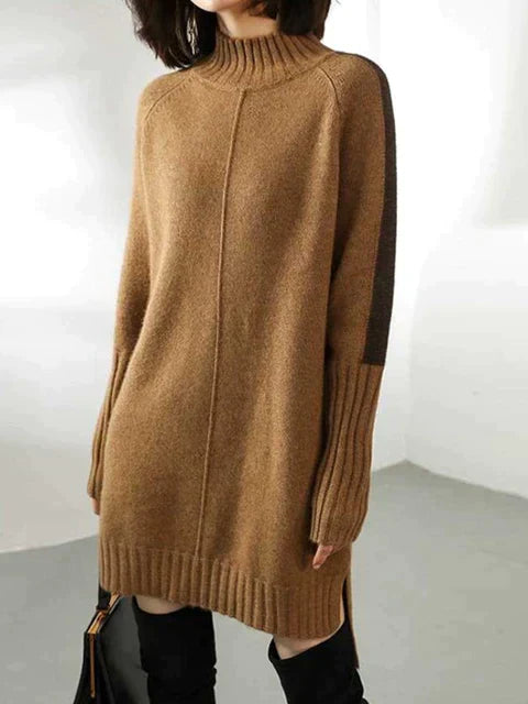 Cozy knit dress with roll neck 