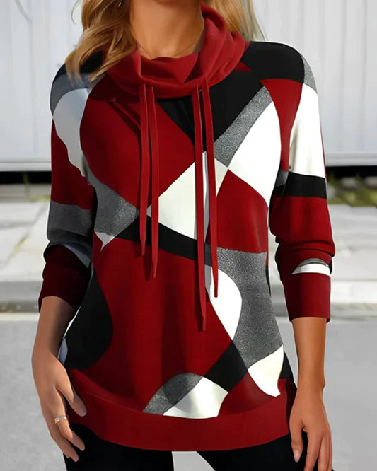 Tamara™ - Contrast High Neck Hooded Top [Last Day Discount]