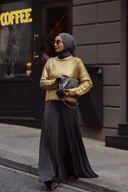 Freda Texture Metallic Grain Trui 