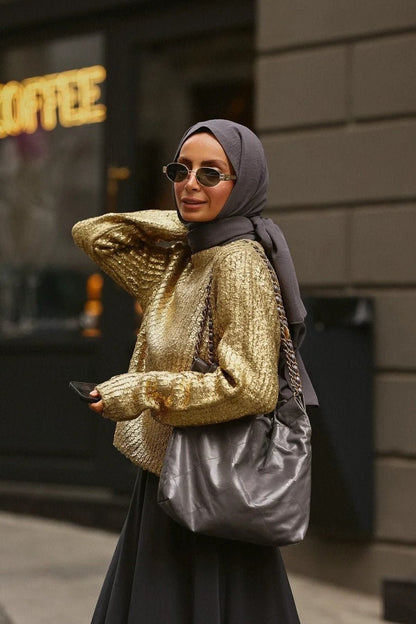 Freda Texture Metallic Grain Trui 