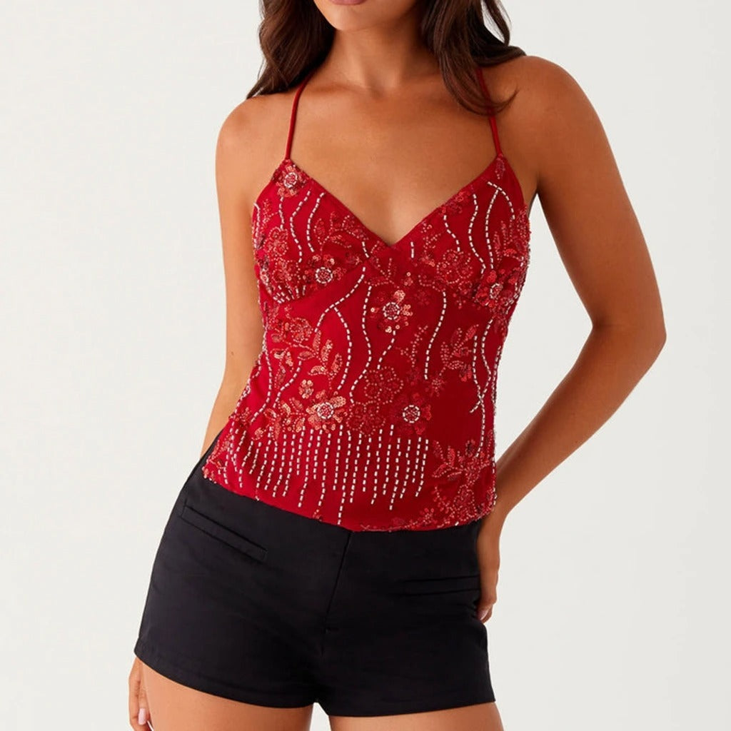 Frieda | Camisole top with beads and sequins
