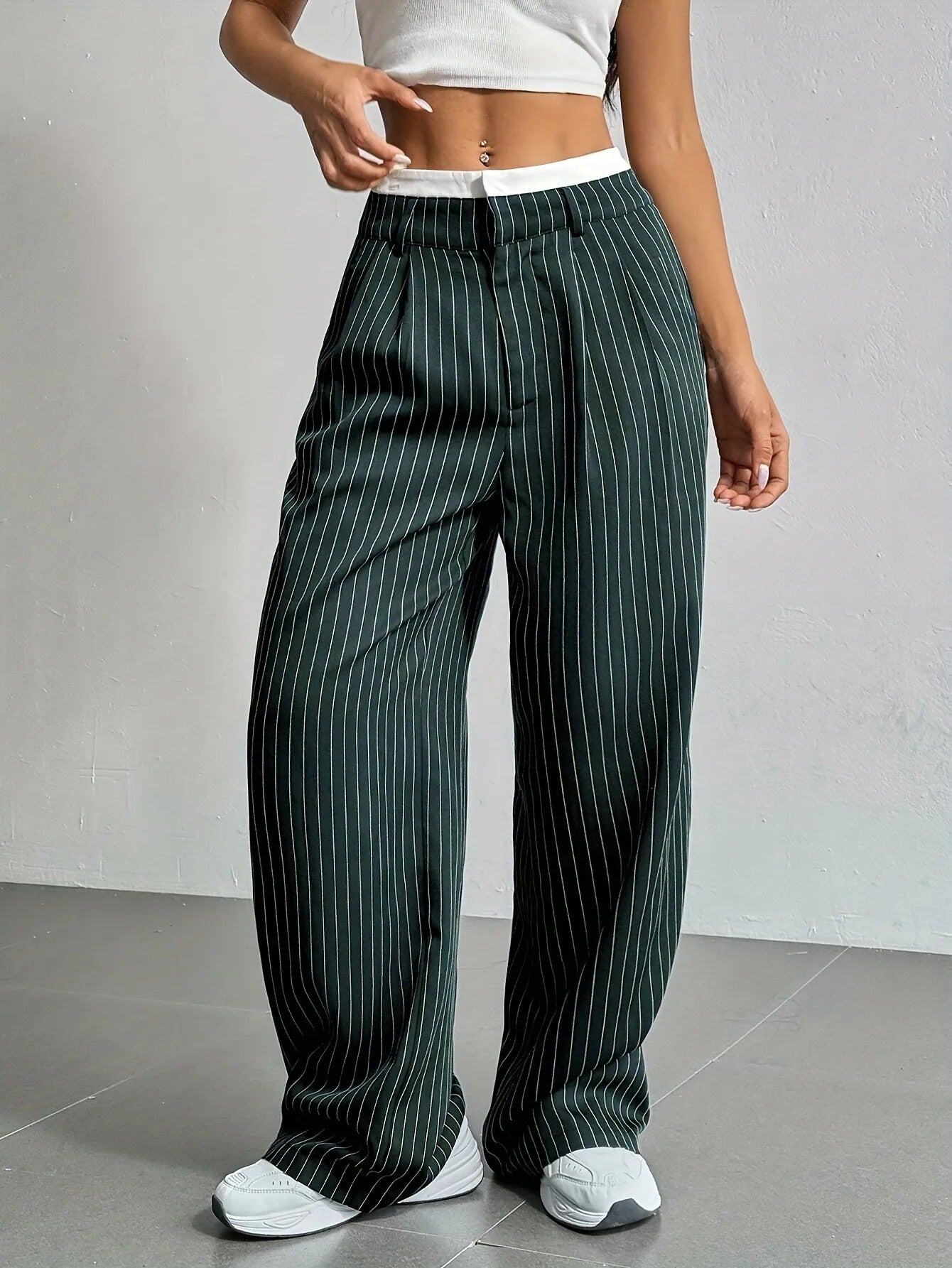 Bella | Striped high-waisted wide-leg pants