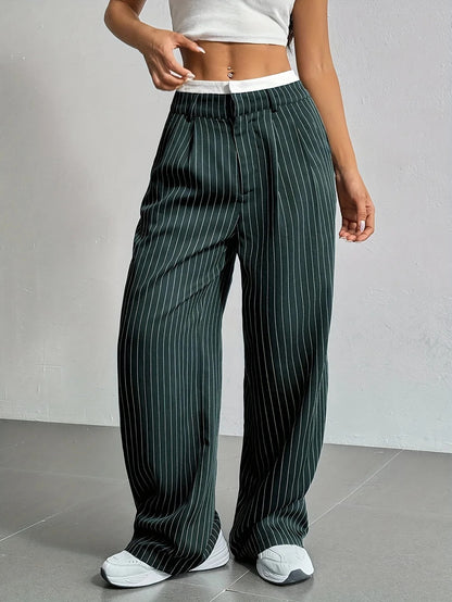 Bella | Striped high-waisted wide-leg pants