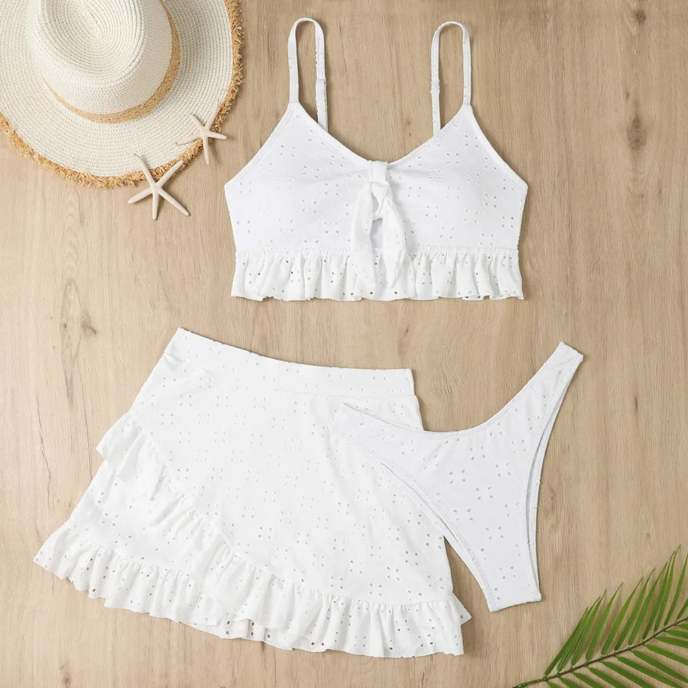 Anika | White Ruffle Bikini Set