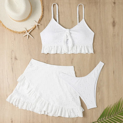 Anika | White Ruffle Bikini Set