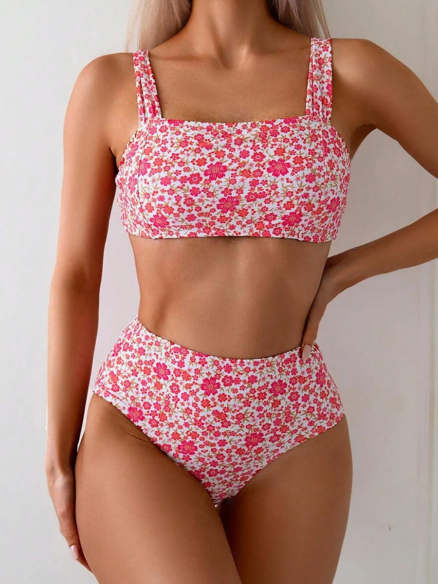 Anika | Floral Print High-Waisted Two-Piece Swimwear