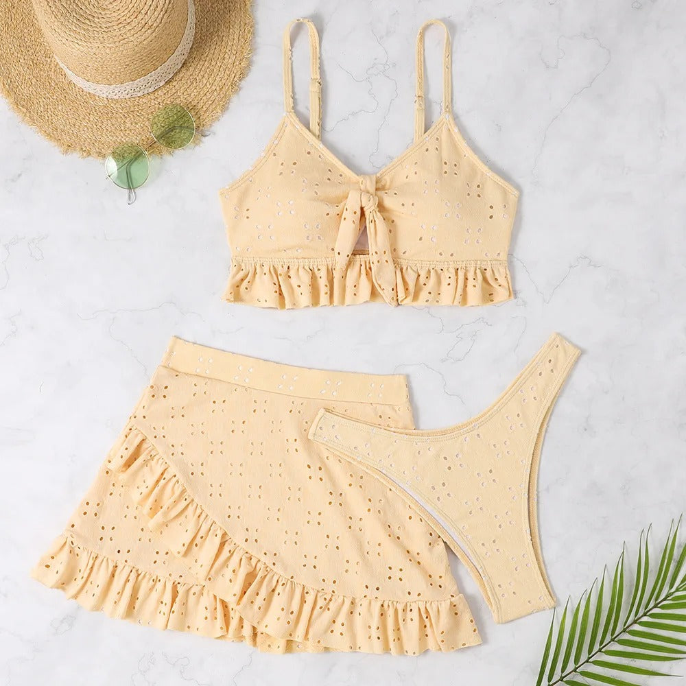 Anika | White Ruffle Bikini Set
